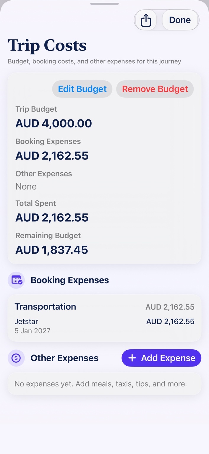 TripsWallet trip costs