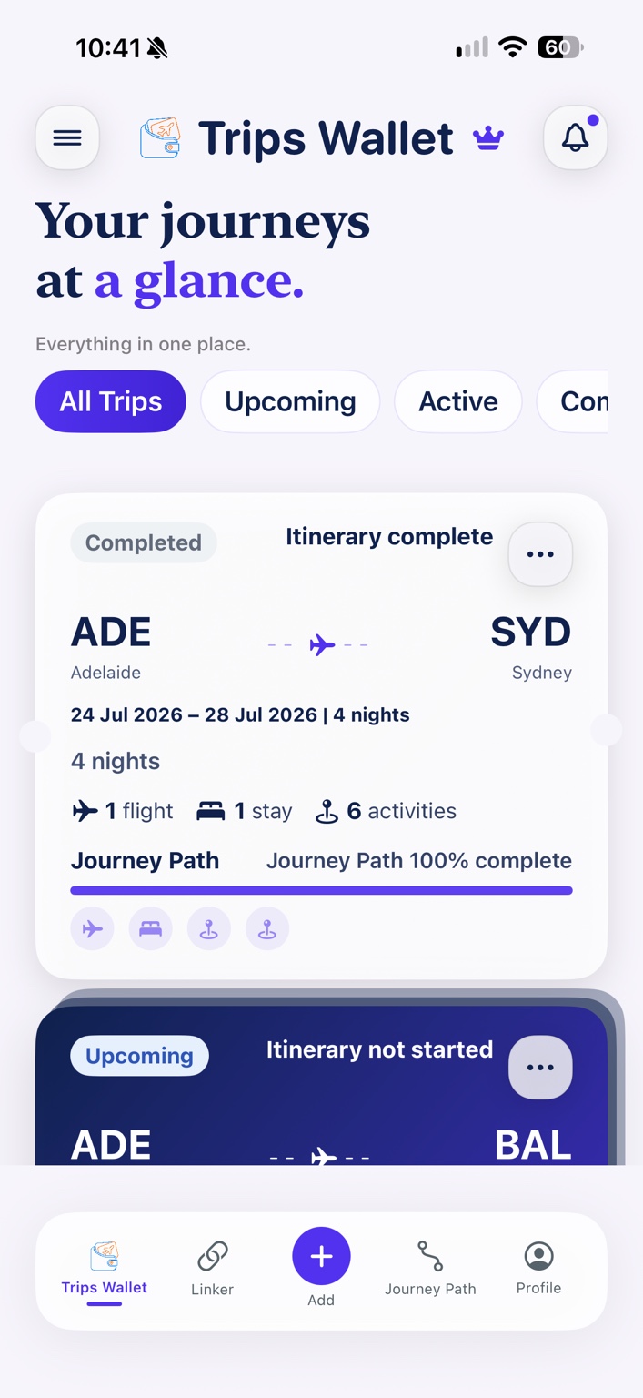 TripsWallet journeys overview